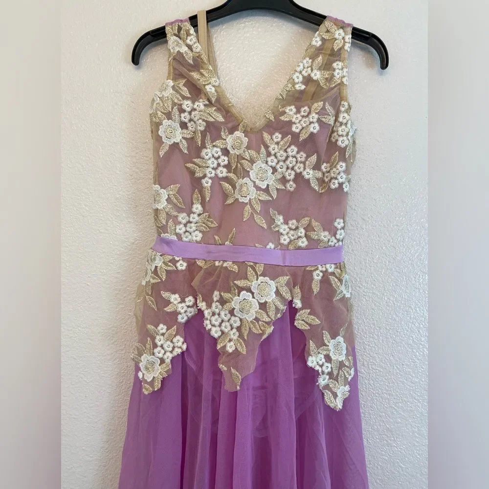 Kelle dance lyrical costume purple lavender lace Bloom Born Again teen SA-Small
